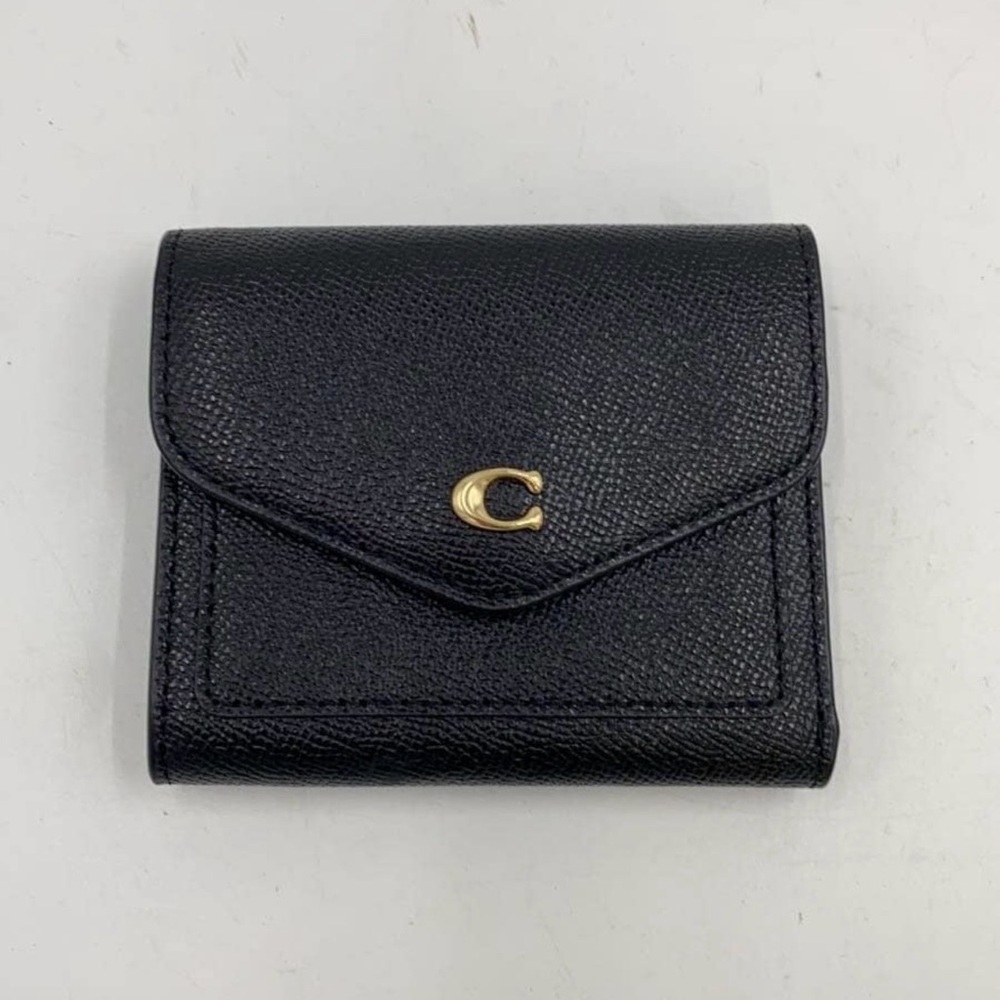 Coach Black Leather Wallet with Gold Accent